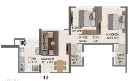 Mahavir Vista Pokhran Road 2 Thane 2BHK Plan